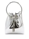 Jimmy Choo Structured Metallic Bucket Bag With Circular Handles In Green