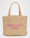 Jimmy Choo Mini Metallic Raffia Beach Tote Bag In Gold