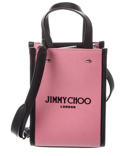 Jimmy Choo Mini N/s Canvas & Leather Tote In Pink