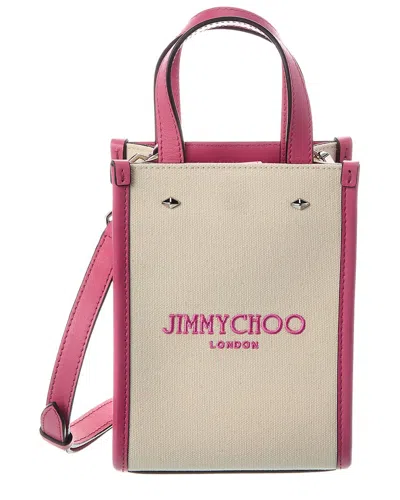Jimmy Choo Mini N/s Canvas & Leather Tote In Purple