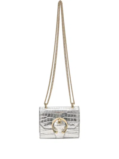 Pre-owned Jimmy Choo Mini Paris Leather Bag In Silver