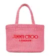 Jimmy Choo Beach Mini Raffia Tote Bag In Pink