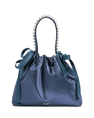 Jimmy Choo Mini Satin & Crystal Top Handle Bag In Blue