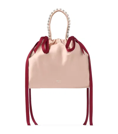 JIMMY CHOO MINI SATIN BOW-DETAIL DRAWSTRING BAG