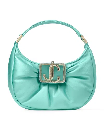 Jimmy Choo Mini Satin Edie Shoulder Bag In Green