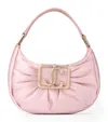 Jimmy Choo Edie Mini Embellished Ruched Satin Shoulder Bag In Rose Gold