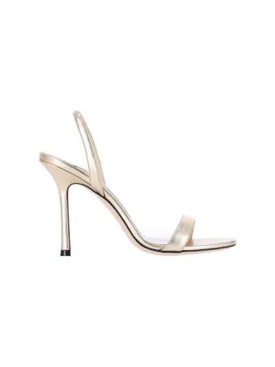 Jimmy Choo Minimalist High-heeled Sandals With Metallic Finish In White