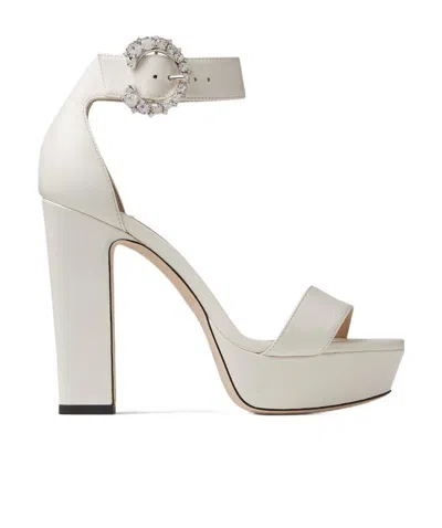Jimmy Choo Mionne 120mm Platform Sandals In White