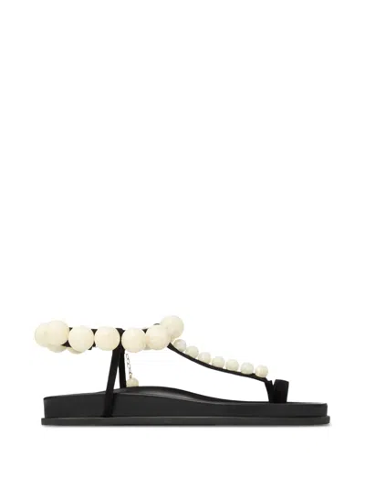 Jimmy Choo Miro Pearl-embellished Leather Sandals In Black