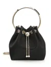 Jimmy Choo Mirror Fabric W/metal Handle Handbags Black