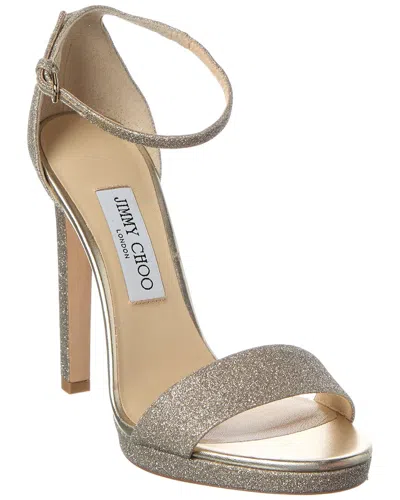 Jimmy Choo Misty 100 Glitter Sandal In Champagne