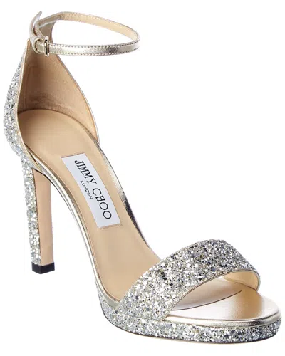 Jimmy Choo Misty 100 Glitter Sandal In Champagne