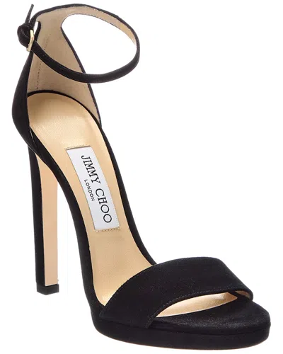 Jimmy Choo Misty 120 Suede Sandal In Black