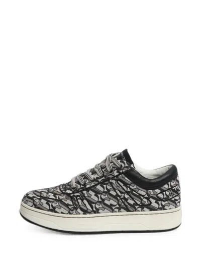 Pre-owned Jimmy Choo Monogram Glitter Sneakers In Gray