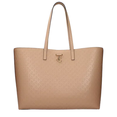 Jimmy Choo Monogrammed Leather Tote Bag In Brown