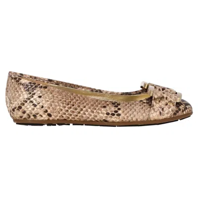 Jimmy Choo Morse Snakeskin Embossed Ballet Shoes In Brown Leather In Multi