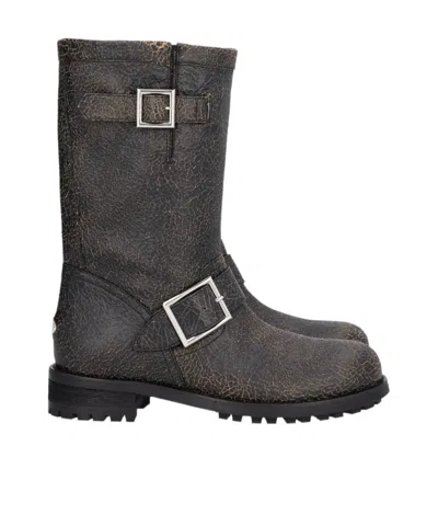 Jimmy Choo Motorcycle Boots In Blacktoffee