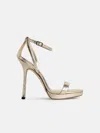 Jimmy Choo Moza Platform 120 Platinum Brilliance Fabric Sandals In Gold