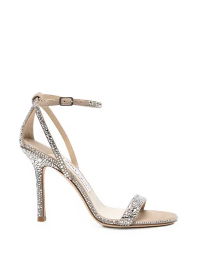 Jimmy Choo Moza Crystal-embellished Heeled Sandals In Neutral