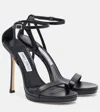 Jimmy Choo 120mm Moza Leather Platform Ankle-strap Sandals In Black