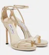 Jimmy Choo Moza Platform 120 Platinum Brilliance Fabric Sandals In Gold