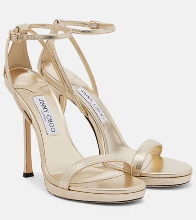 Jimmy Choo Moza Leather Platform Sandals In Gold