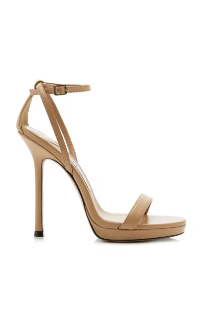 Jimmy Choo Moza Leather Platform Sandals In Neutral