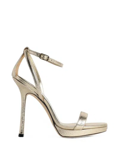 Jimmy Choo Moza Leather Platform Strap Heel Sandals In Neutral