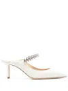 Jimmy Choo Bing 65 Crystal-embellished Mules In Cream Leather In White