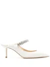 Jimmy Choo Bing 65 Crystal-embellished Mules In Cream Leather In White