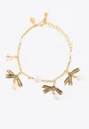 Jimmy Choo Multi Ribbon Charms Chain Bracelet In Gold