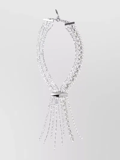 Jimmy Choo Multi-strand Necklace Rhinestone Embellishments In Metallic