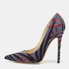 Jimmy Choo Multicolor Canvas Abel Pointed Toe Pumps In Blue