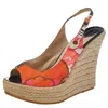 Jimmy Choo Multicolor Canvas Espadrille Wedge Slingback Sandals In Multi
