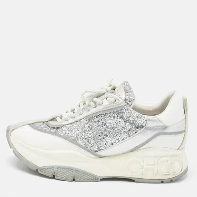 Pre-owned Jimmy Choo Multicolor Glitter And Leather Raine Lace Up Sneakers Size 37
