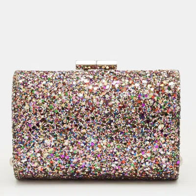 Jimmy Choo Multicolor Glitter Fabric Mini Tube Clutch