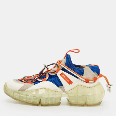 Jimmy Choo Multicolor Leather And Mesh Diamond Trail Sneakers In Yellow