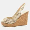 Jimmy Choo Multicolor Leather Prova Cork Wedge Slingback Pumps In Brown