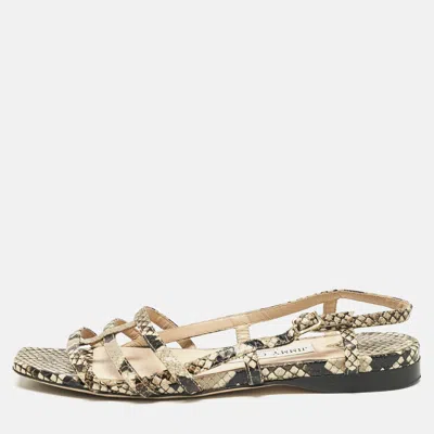 Pre-owned Jimmy Choo Multicolor Python Embossed Leather Slingback Sandals Size 36