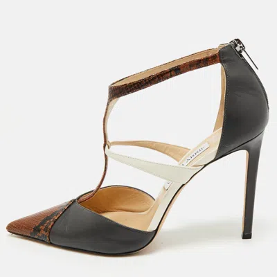 Pre-owned Jimmy Choo Multicolor Snakeskin Embossed And Leather Saoni Pumps Size 40