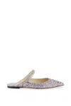 JIMMY CHOO MULTICOLOR GLITTER FLAT BALLERINAS WITH CRYSTAL STRAP