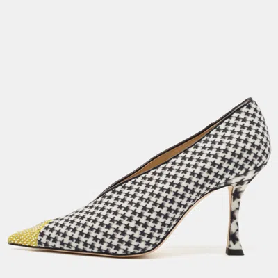 Pre-owned Jimmy Choo Multicolor Wool Crystal Embellished Nicole 90 Pointed Toe Pumps Size 38