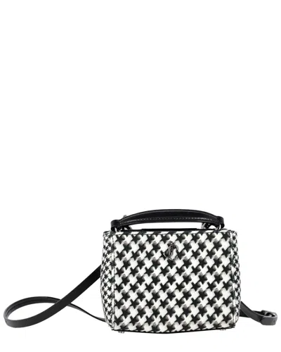 Pre-owned Jimmy Choo Multicolor Wool Varenne Houndstooth-print Mini Top-handle Bag  (authentic Pre-loved) In Black