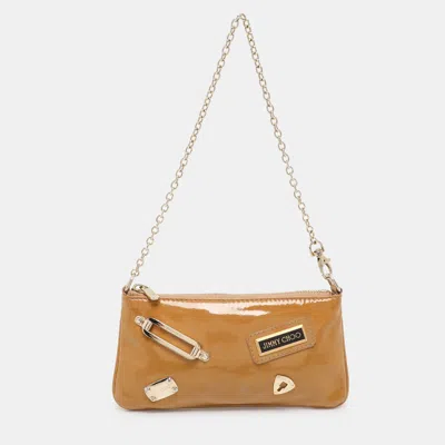Pre-owned Jimmy Choo Mustard Patent Leather Chain Clutch In Yellow
