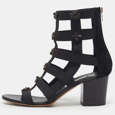 Pre-owned Jimmy Choo Myriad Size 40 Black Suede Gladiator Sandals