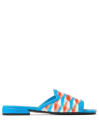 Jimmy Choo Nako Diamond-print Slides In Blue