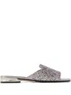 Jimmy Choo Nako Glitter Logo Strap Sandals In Silver