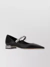 Jimmy Choo Nappa Leather Bing Ballerinas With Embellished Strap In Black