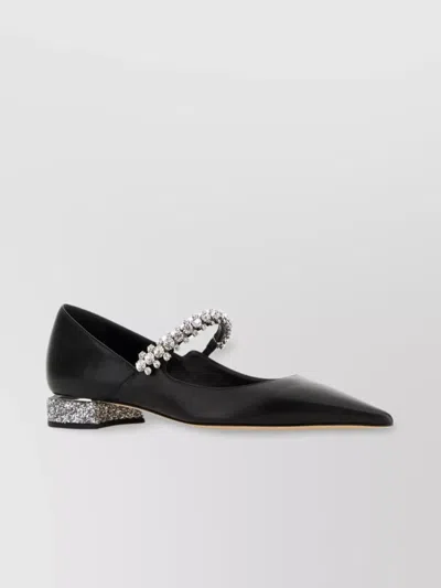 Jimmy Choo Nappa Leather Bing Ballerinas With Embellished Strap