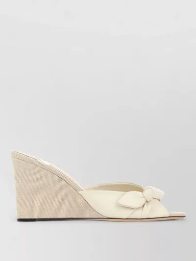 Jimmy Choo Nappa Leather Fabric Livi 85 Wedge Mules In Yellow